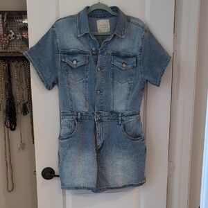 Denim Short Sleeve Romper